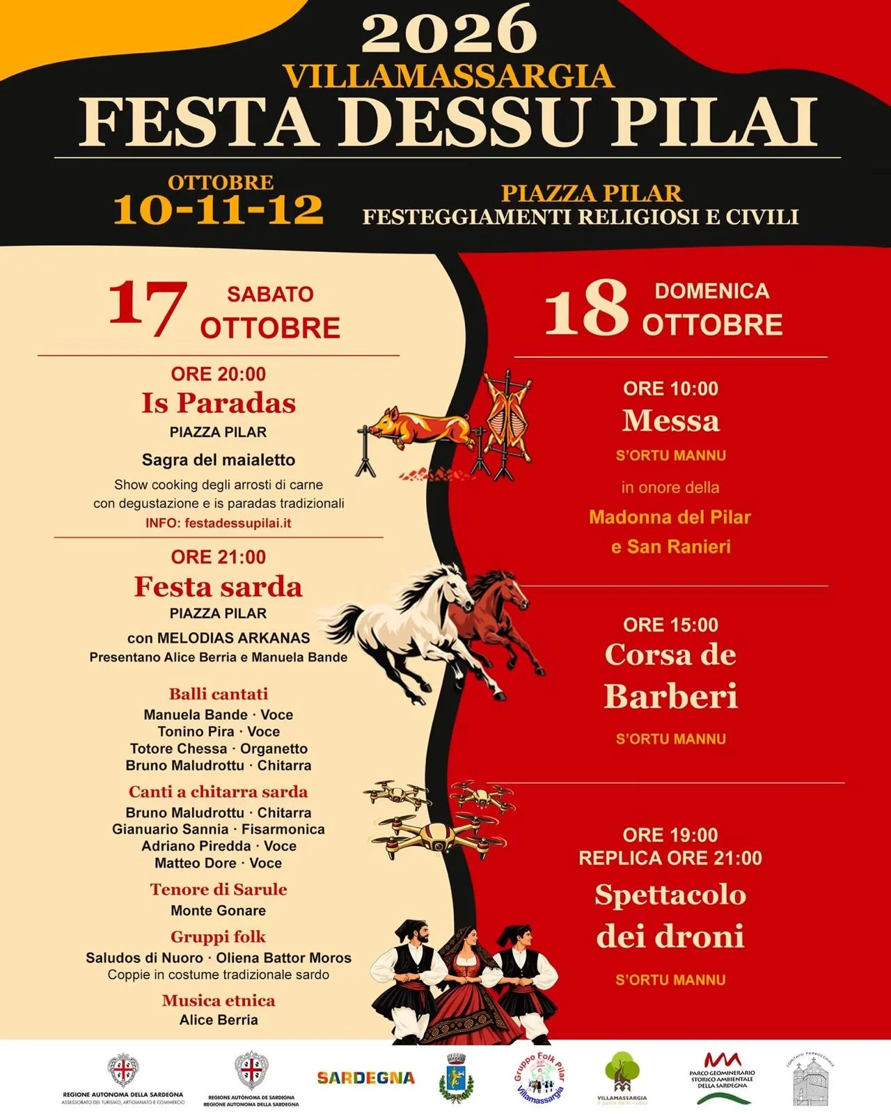 Festa dessu Pilài 2026 - programma 17 e 18 ottobre, Villamassargia ottobre 2026