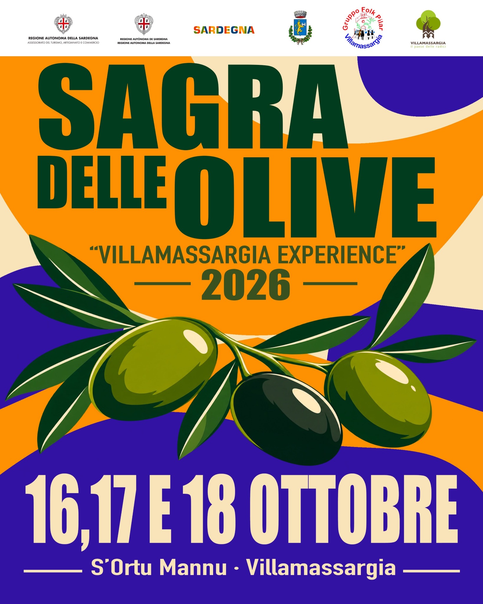 Villamassargia 2026: Sagra delle Olive e Festa dessu Pilài, locandina ufficiale
