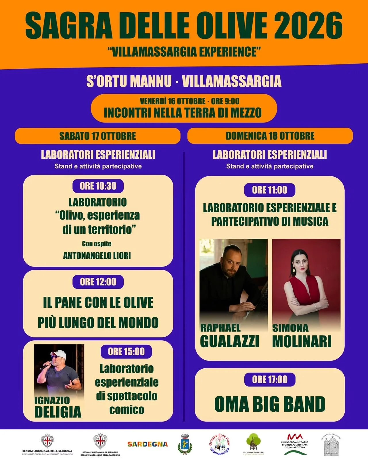 Sagra delle Olive 2026 - programma ufficiale, Villamassargia ottobre 2026